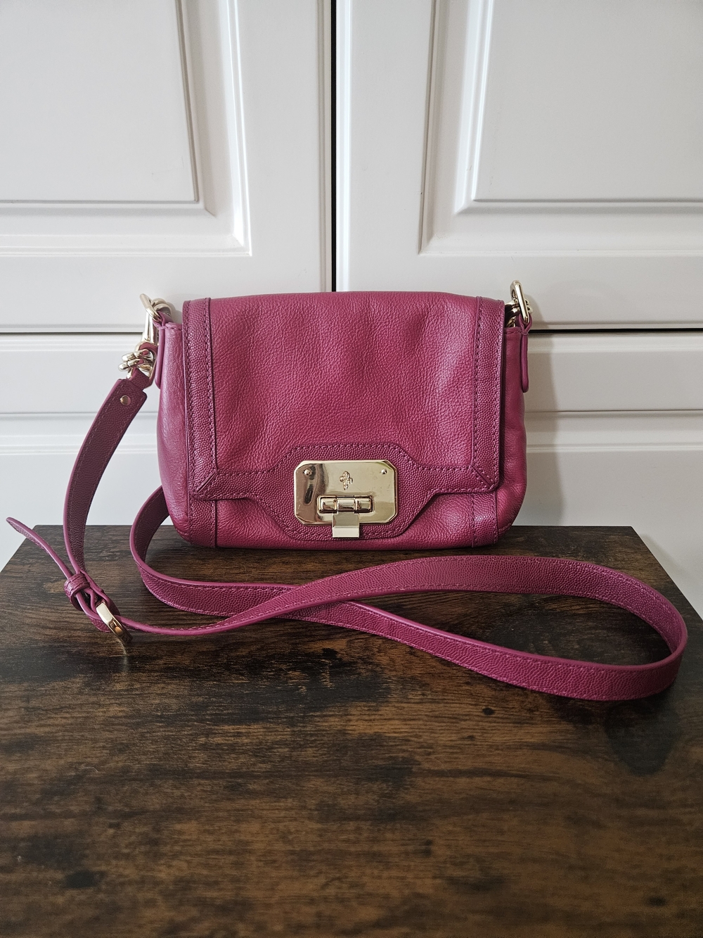 Cole Haan Pink Leather Crossbody Barbiecore Preppy Y2k Retro Chic Quiet Luxury